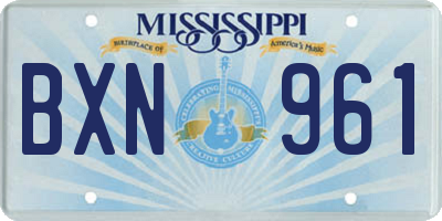 MS license plate BXN961