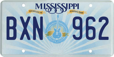 MS license plate BXN962