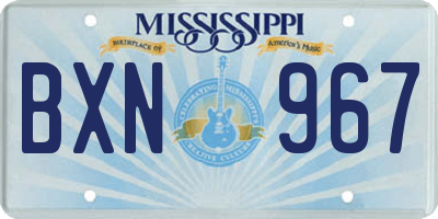 MS license plate BXN967