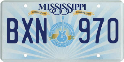 MS license plate BXN970