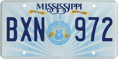 MS license plate BXN972