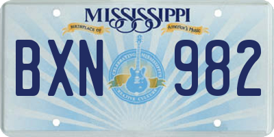 MS license plate BXN982