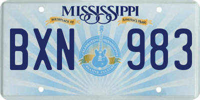 MS license plate BXN983