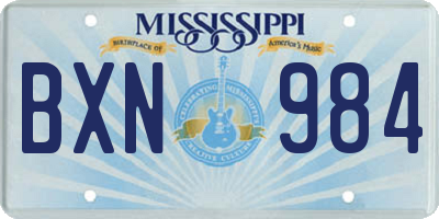 MS license plate BXN984