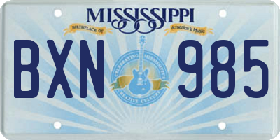 MS license plate BXN985