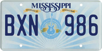 MS license plate BXN986