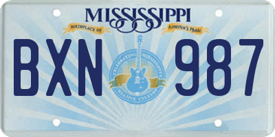 MS license plate BXN987