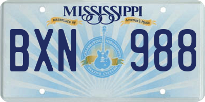 MS license plate BXN988