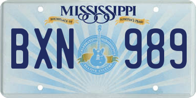 MS license plate BXN989