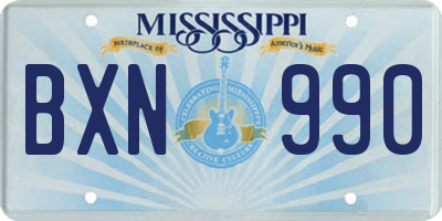 MS license plate BXN990