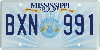MS license plate BXN991
