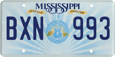 MS license plate BXN993