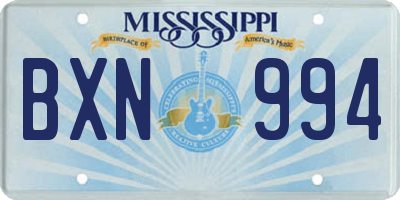 MS license plate BXN994