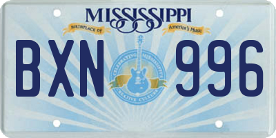 MS license plate BXN996