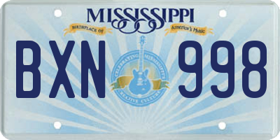 MS license plate BXN998