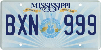 MS license plate BXN999