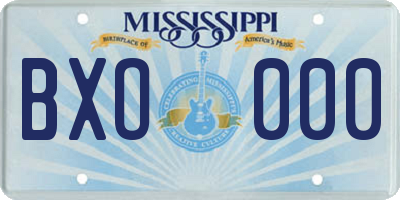 MS license plate BXO000