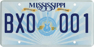 MS license plate BXO001