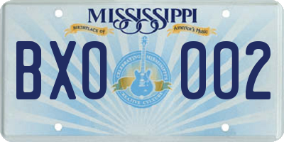 MS license plate BXO002