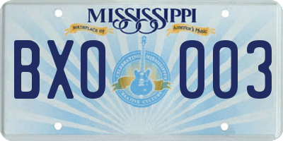 MS license plate BXO003