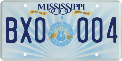 MS license plate BXO004