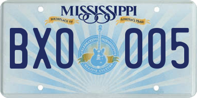 MS license plate BXO005