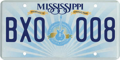 MS license plate BXO008
