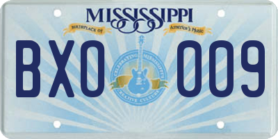 MS license plate BXO009