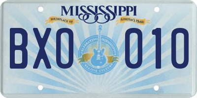 MS license plate BXO010
