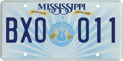 MS license plate BXO011