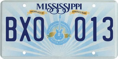 MS license plate BXO013