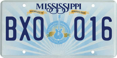 MS license plate BXO016