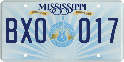 MS license plate BXO017
