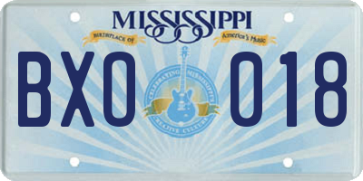 MS license plate BXO018