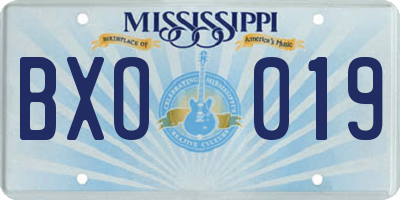 MS license plate BXO019