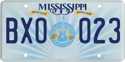 MS license plate BXO023