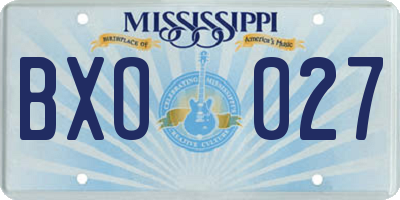 MS license plate BXO027