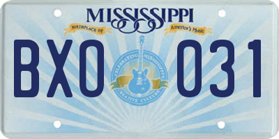 MS license plate BXO031