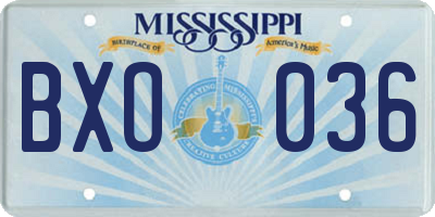 MS license plate BXO036