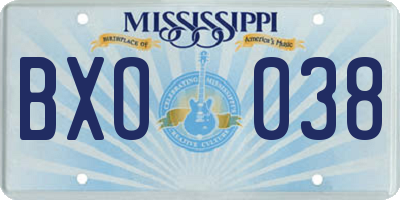 MS license plate BXO038