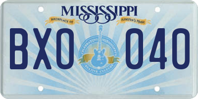 MS license plate BXO040