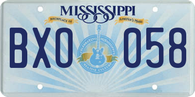 MS license plate BXO058