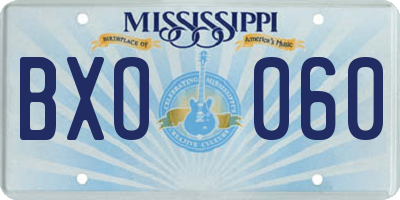 MS license plate BXO060