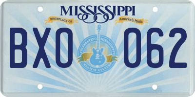 MS license plate BXO062