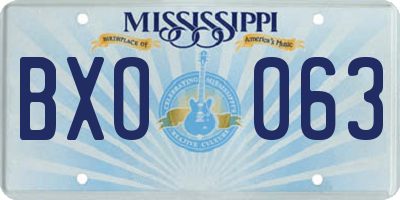 MS license plate BXO063