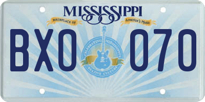 MS license plate BXO070