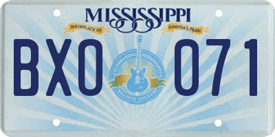 MS license plate BXO071