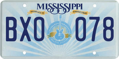 MS license plate BXO078