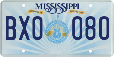 MS license plate BXO080