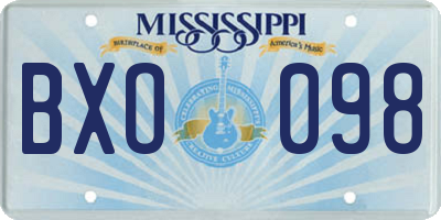 MS license plate BXO098